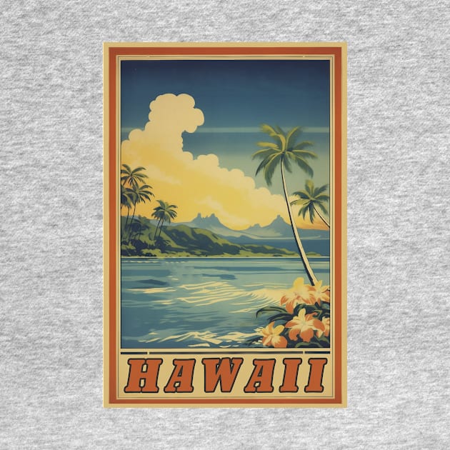 Hawaii Vintage Retro Travel Poster by GreenMary Design